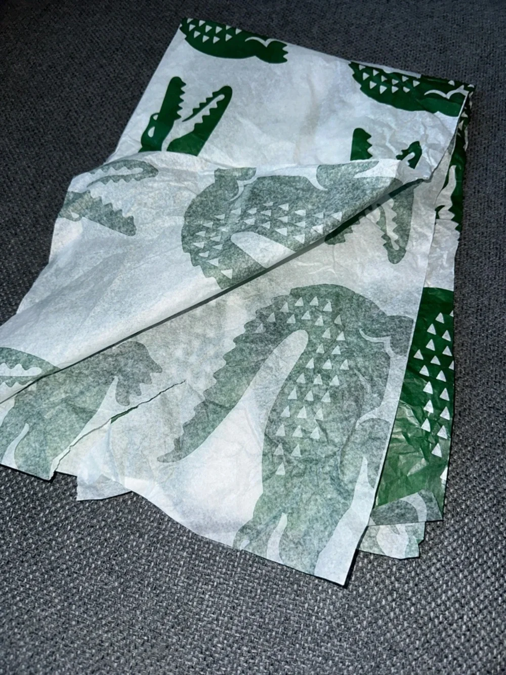 Lacoste Green Alligator Print Tissue Wrap